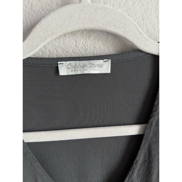 CobbleStone Blouse Women’s M/L Gray Balloon Sleeve Italy Priya Top Minimalist - Picture 10 of 16